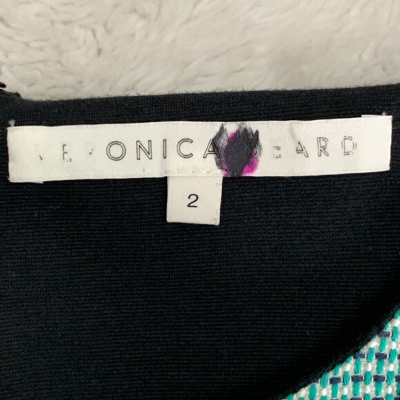 Veronica Beard Women's Green Black Sheath Embroidery Floral 1/2 Zip Dress Size 2 - Picture 9 of 10